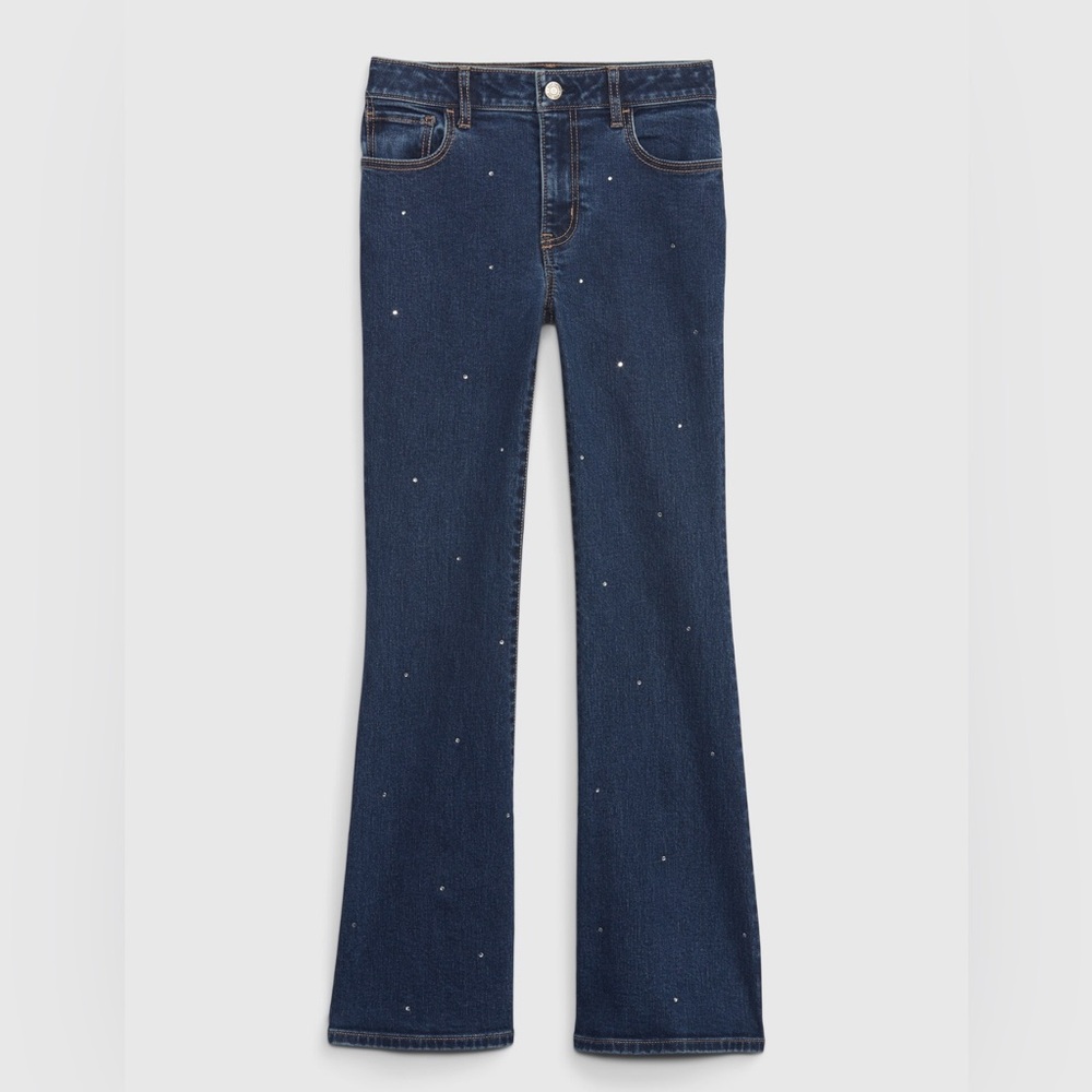 NWT Girls Gap High Rise Rhinestone Flare Jeans Size 12